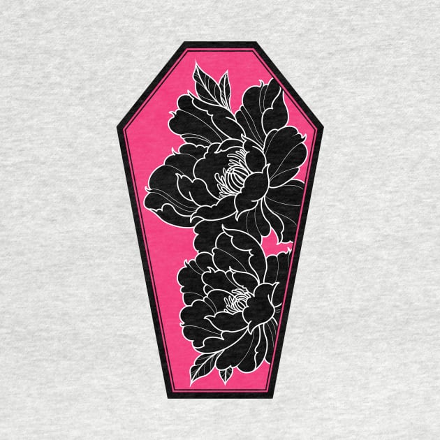 Coffin Peonies Black and Pink by Mertalou